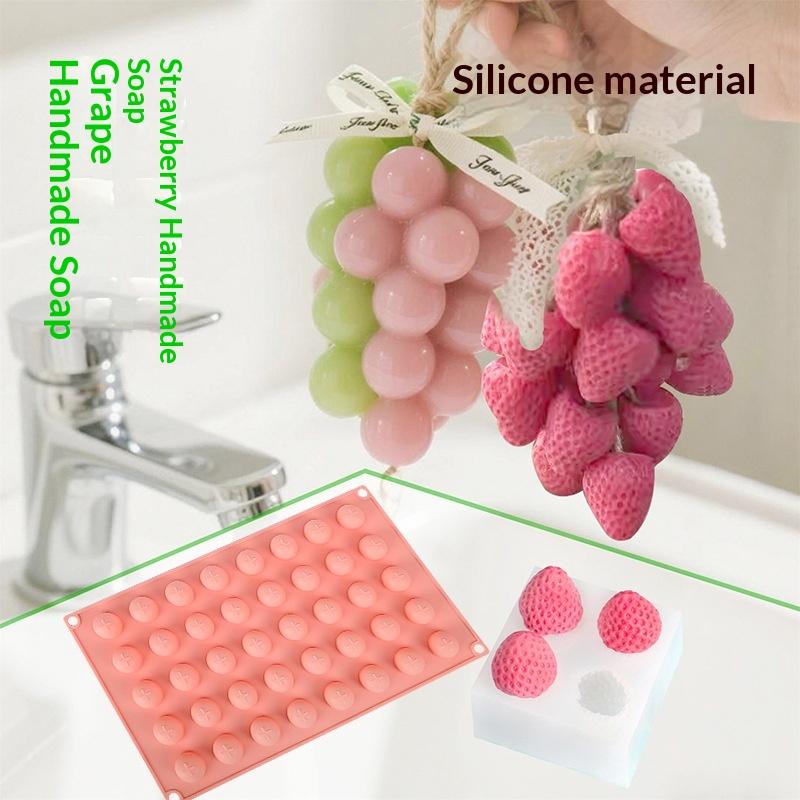 Soap Making Kit For Beginners - แม่พิมพ์ซิลิโคนรูปทรงลูกองุ่น นุ่ม ยืดหยุ่น ไม่ติด สำหรับทำสบู่แฮนด์เมด เทียน